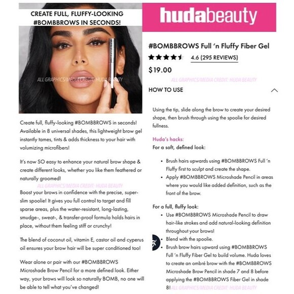 NIB 2Pc Huda Beauty Bomb Brows Full n Fluffy Gel & Precision Brow Pen Pencil Duo - Picture 8 of 12